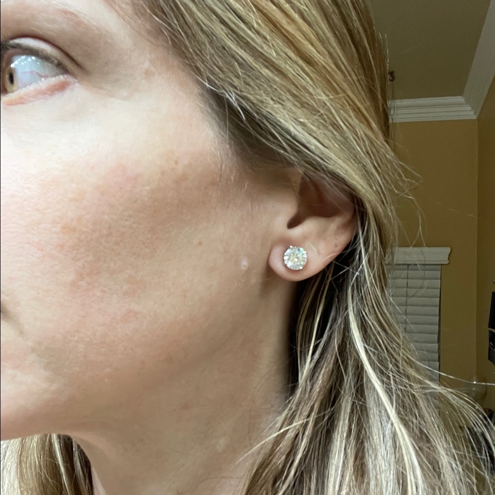 4 tcw D, VVS1 Moissanite Stud Earrings - Picture 16 of 16